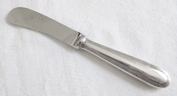 Christofle silver-plated butter knife, Perles pattern