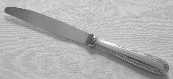 Christofle silver-plated table knife, Perles pattern