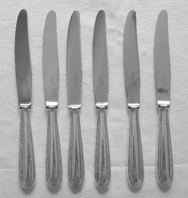 Christofle silver-plated cheese knife, Perles pattern