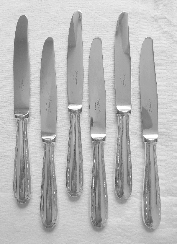 Christofle silver-plated cheese knife, Perles pattern