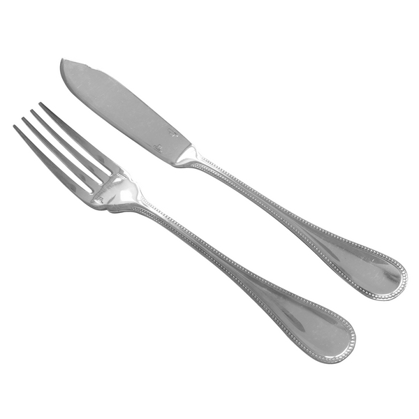 Christofle silver-plated fish cutlery set, Perles pattern