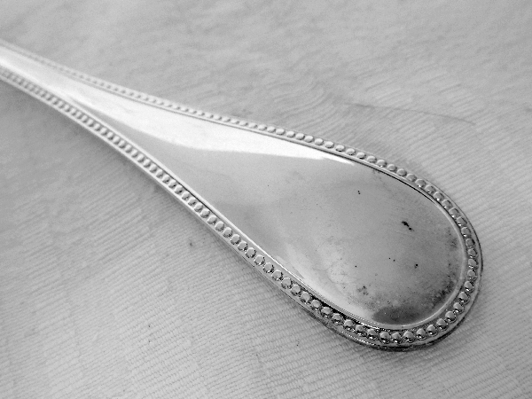 Christofle silver-plated salad serving set, Perles pattern