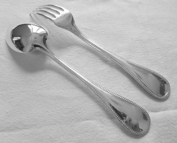 Christofle silver-plated cutlery set, Perles pattern