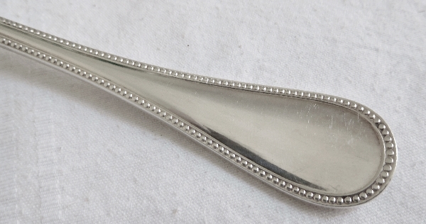 Christofle silver-plated serving spoon, Perles pattern