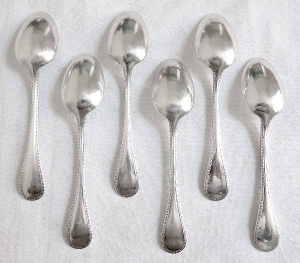 Christofle silver-plated coffee spoon, Perles pattern