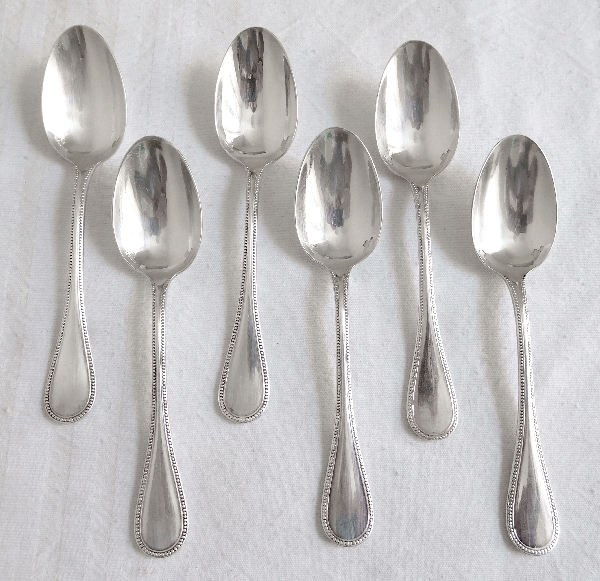 Christofle silver-plated coffee spoon, Perles pattern