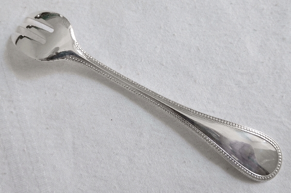 Christofle silver-plated oister fork, Perles pattern