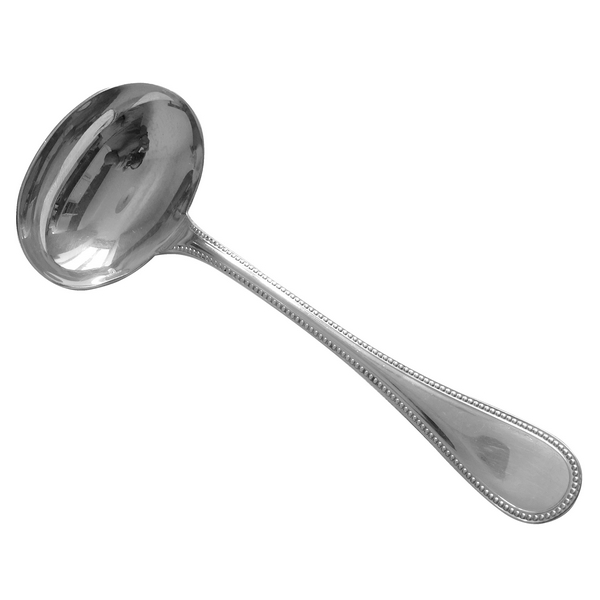 Christofle silver-plated cream serving spoon / ladle, Perles pattern