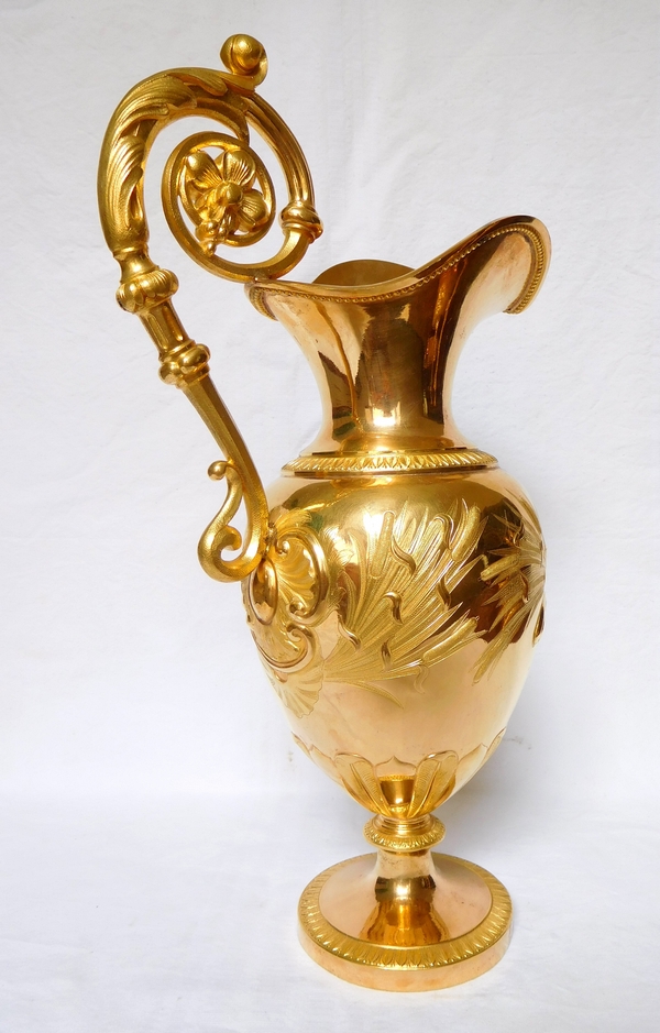 Gilt brass ewer and its tray circa 1840