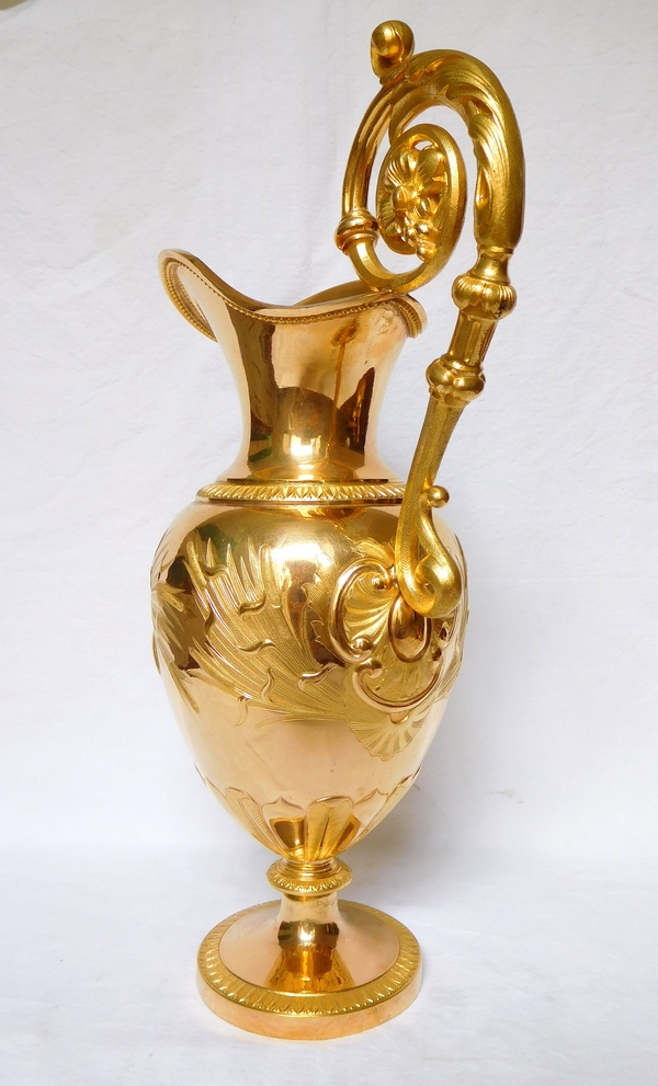 Gilt brass ewer and its tray circa 1840