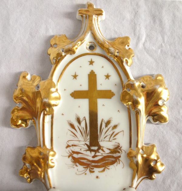 19th century Paris porcelain stoup enhanced with fine gold circa 1840