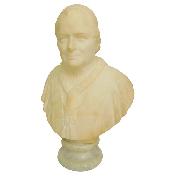 Pope Pie IX marble bust, 19th century sculpture