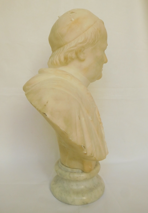 Pope Pie IX marble bust, 19th century sculpture