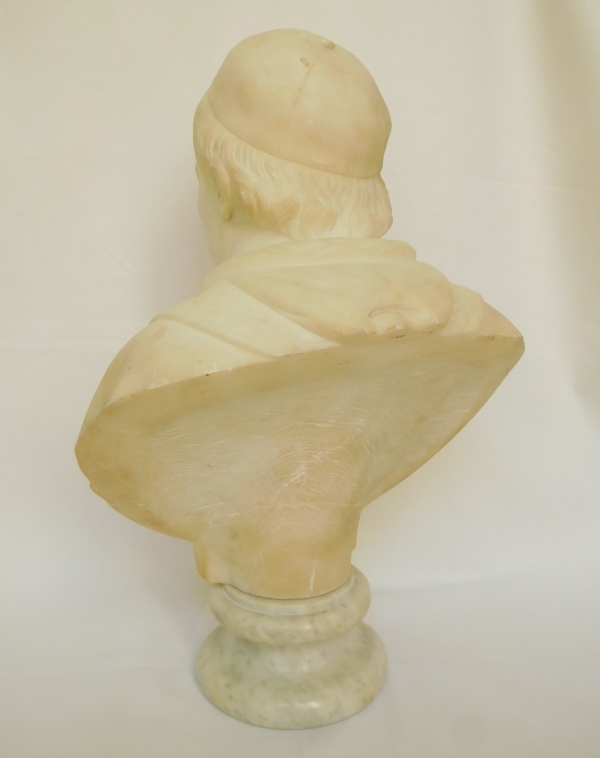 Pope Pie IX marble bust, 19th century sculpture