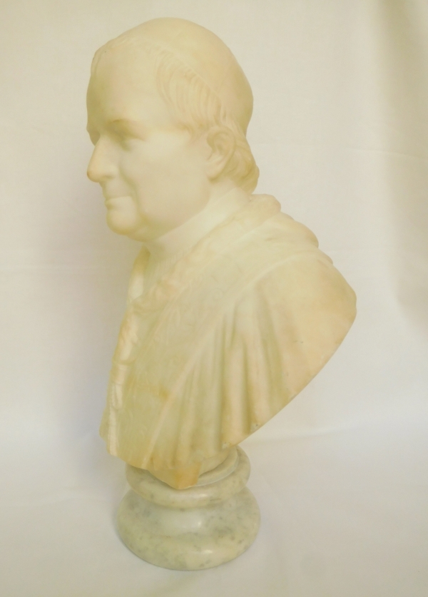 Pope Pie IX marble bust, 19th century sculpture