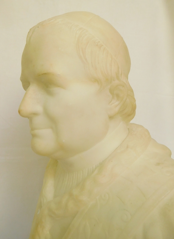 Pope Pie IX marble bust, 19th century sculpture