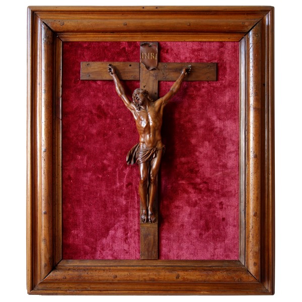 Christ on the Cross, rare late 17th century sculpture made of Bagard wood, Louis XIV period