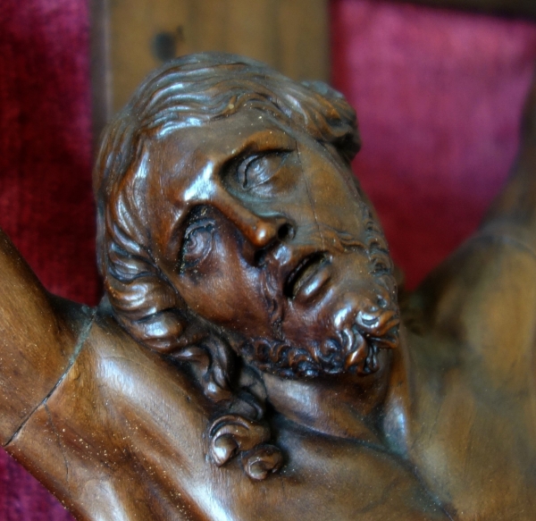 Christ on the Cross, rare late 17th century sculpture made of Bagard wood, Louis XIV period
