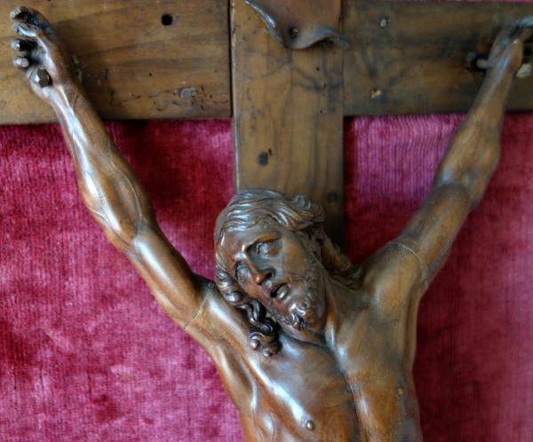 Christ on the Cross, rare late 17th century sculpture made of Bagard wood, Louis XIV period