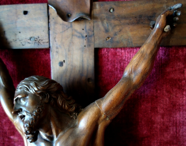 Christ on the Cross, rare late 17th century sculpture made of Bagard wood, Louis XIV period