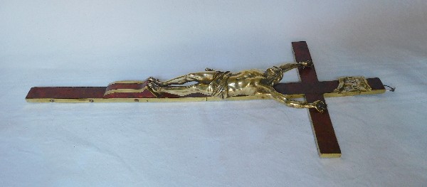 Crucifix, Christ en bronze sur croix en écaille de tortue, époque Louis XIV, XVIIe siècle