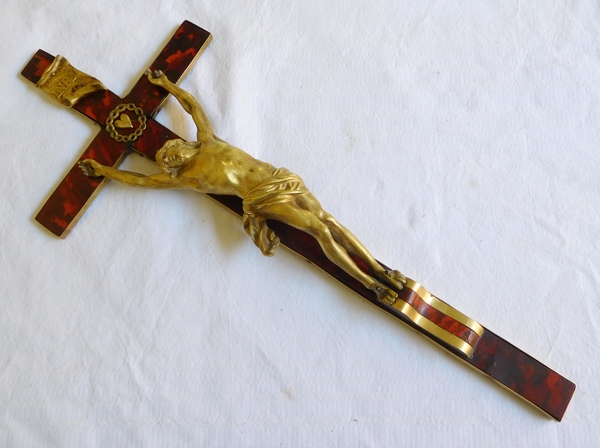 Louis XIV crucifix, late 17th century / early 18th century, bronze Christ and tortoiseshell cross