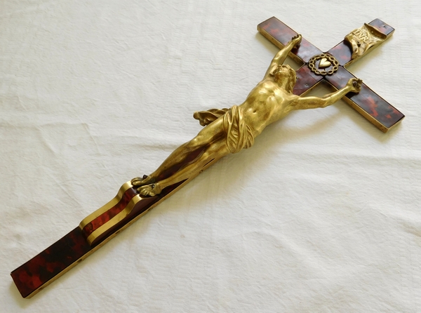 Louis XIV crucifix, late 17th century / early 18th century, bronze Christ and tortoiseshell cross