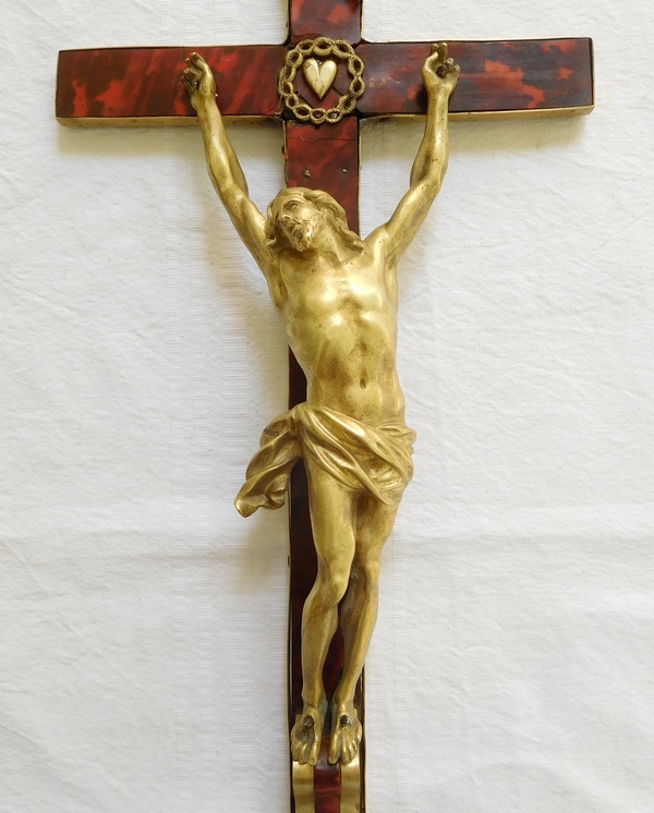 Louis XIV crucifix, late 17th century / early 18th century, bronze Christ and tortoiseshell cross