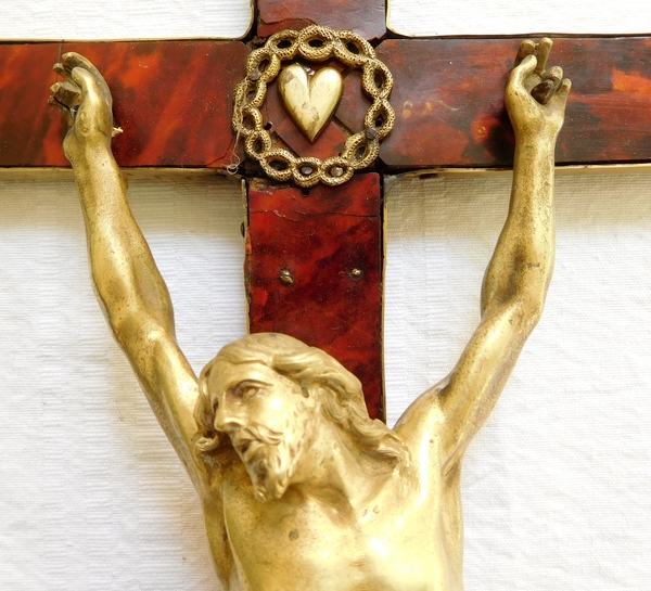 Louis XIV crucifix, late 17th century / early 18th century, bronze Christ and tortoiseshell cross