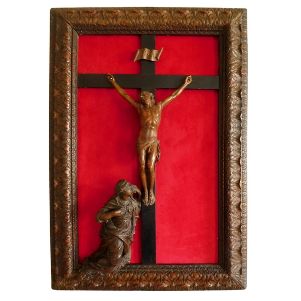 Christ on the Cross with santa Maria Magdalena down, 17th century French work