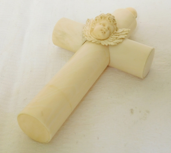 19th century ivory cross for a crib, baptism cross - 14.5cm