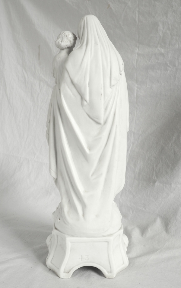 Grande Vierge à l'Enfant en biscuit de porcelaine d'époque Napoléon III