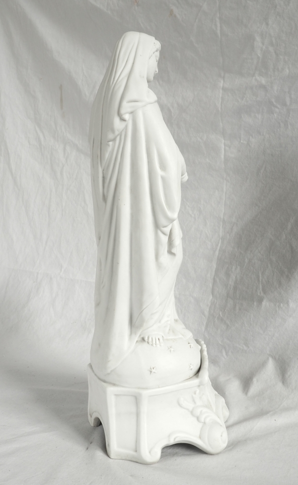 Grande Vierge à l'Enfant en biscuit de porcelaine d'époque Napoléon III