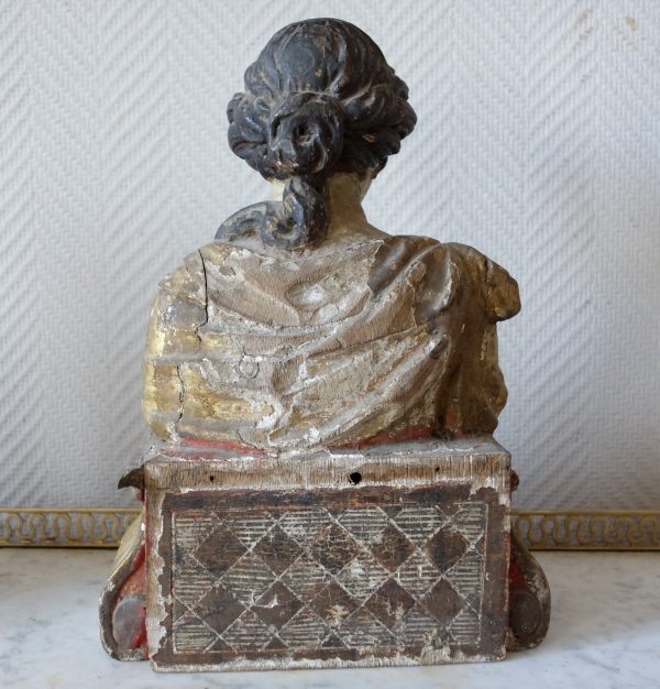 Pair of polychrome and gilt wood reliquaries, Louis XIV period, 17th century