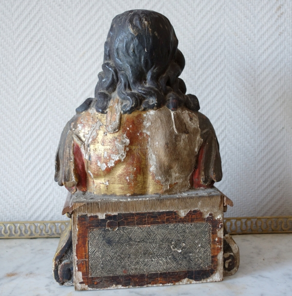 Pair of polychrome and gilt wood reliquaries, Louis XIV period, 17th century