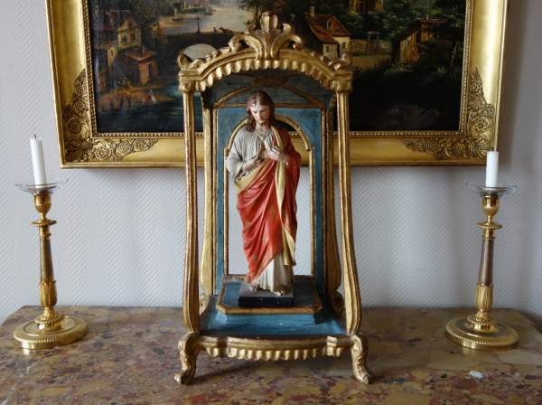 Plaster Sacred-Heart of Jesus statue, 19th century - 39.5cm