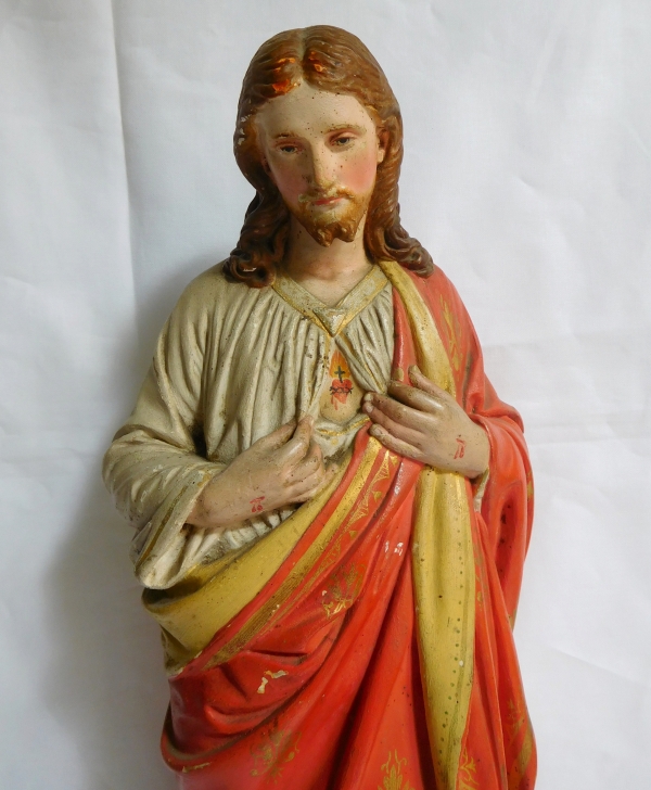 Plaster Sacred-Heart of Jesus statue, 19th century - 39.5cm