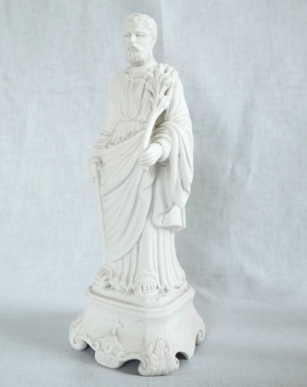 Statue de Saint Joseph en biscuit de porcelaine d'époque début XIXe siècle