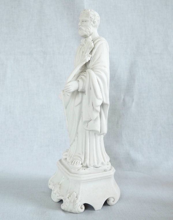 Statue de Saint Joseph en biscuit de porcelaine d'époque début XIXe siècle