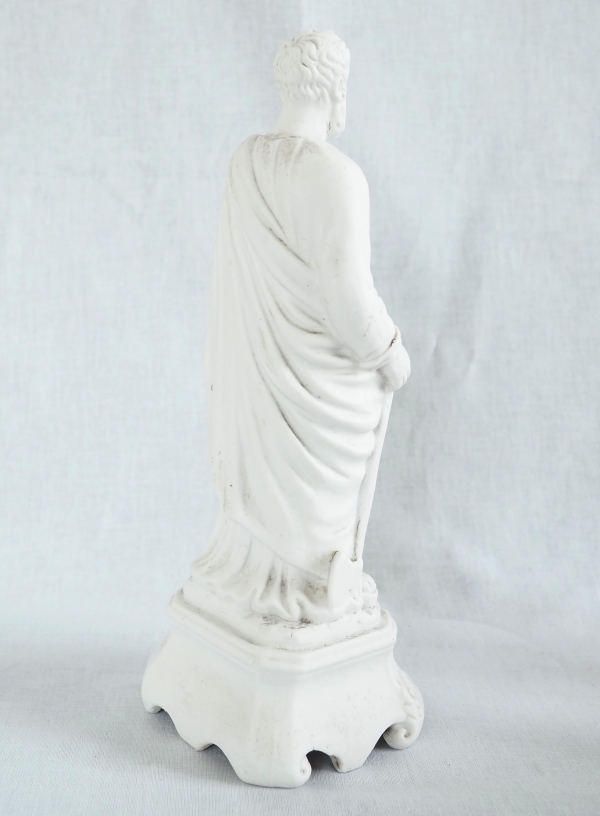 Statue de Saint Joseph en biscuit de porcelaine d'époque début XIXe siècle