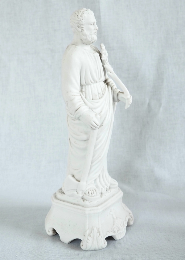 Statue de Saint Joseph en biscuit de porcelaine d'époque début XIXe siècle