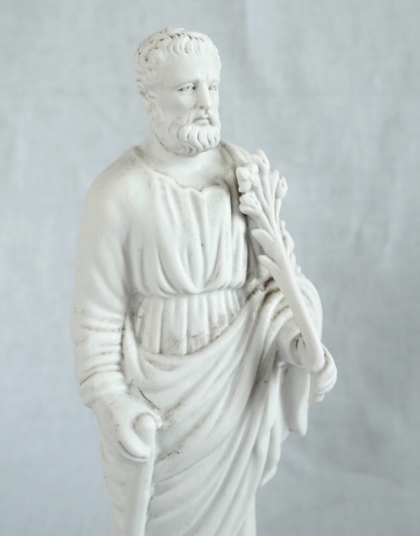 Statue de Saint Joseph en biscuit de porcelaine d'époque début XIXe siècle
