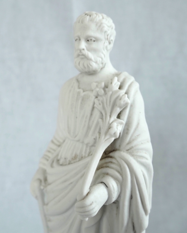 Statue de Saint Joseph en biscuit de porcelaine d'époque début XIXe siècle