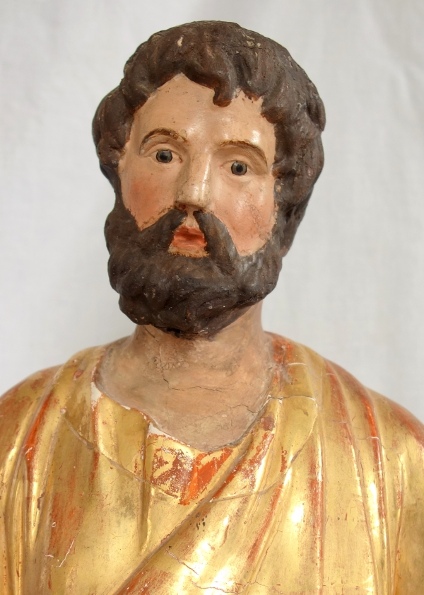 Grande statue de Saint Joseph en bois sculpté et doré - début XIXe siècle