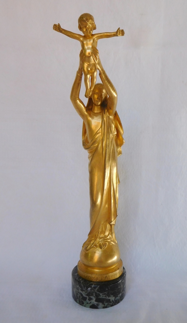 Barbedienne : Virgin Mary and Child from Albert, gilt bronze - 28cm