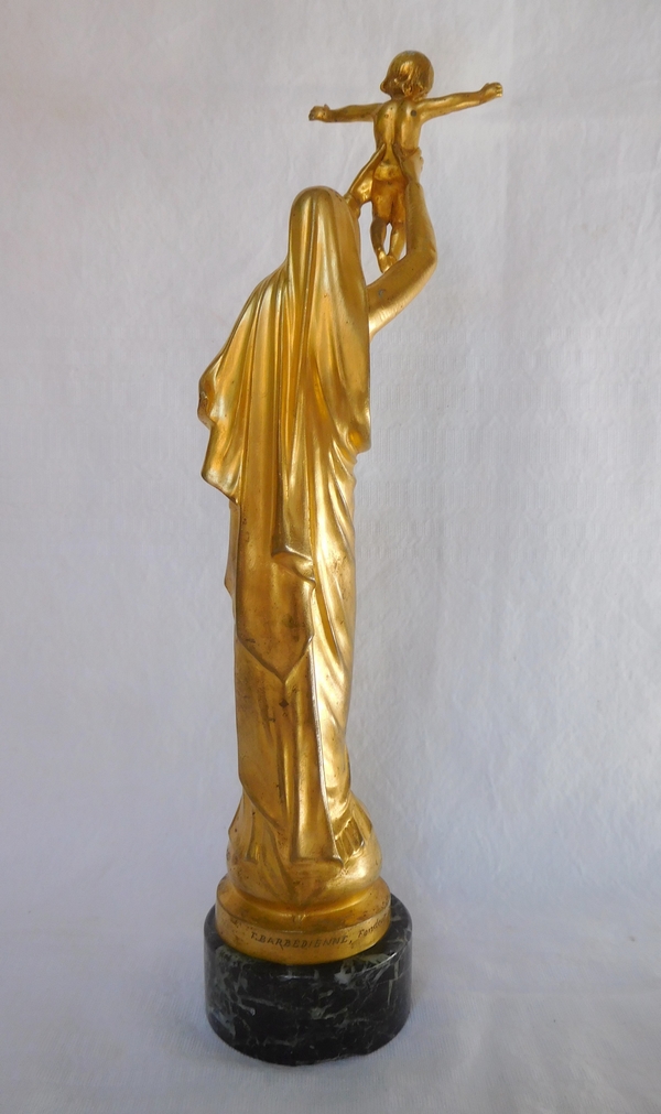 Barbedienne : Virgin Mary and Child from Albert, gilt bronze - 28cm