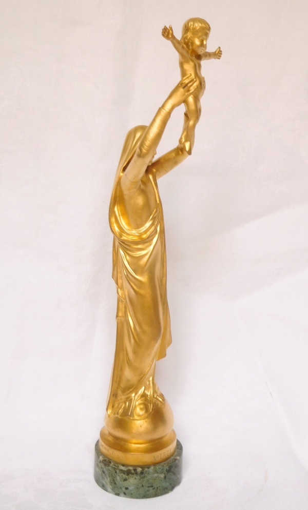 Barbedienne : Virgin Mary and Child from Albert, gilt bronze - 28cm