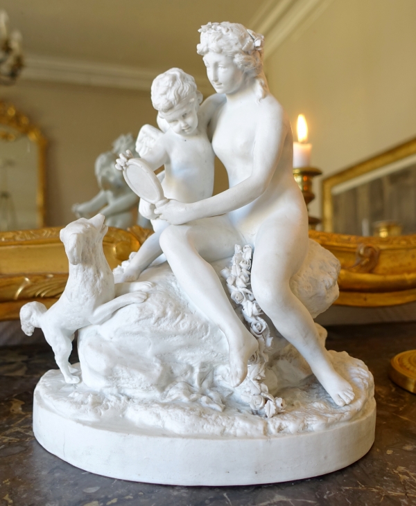 Groupe en biscuit allégorie du bel amour, scène XVIIIe par Samson dans le goût de Sèvres - XIXe siècle