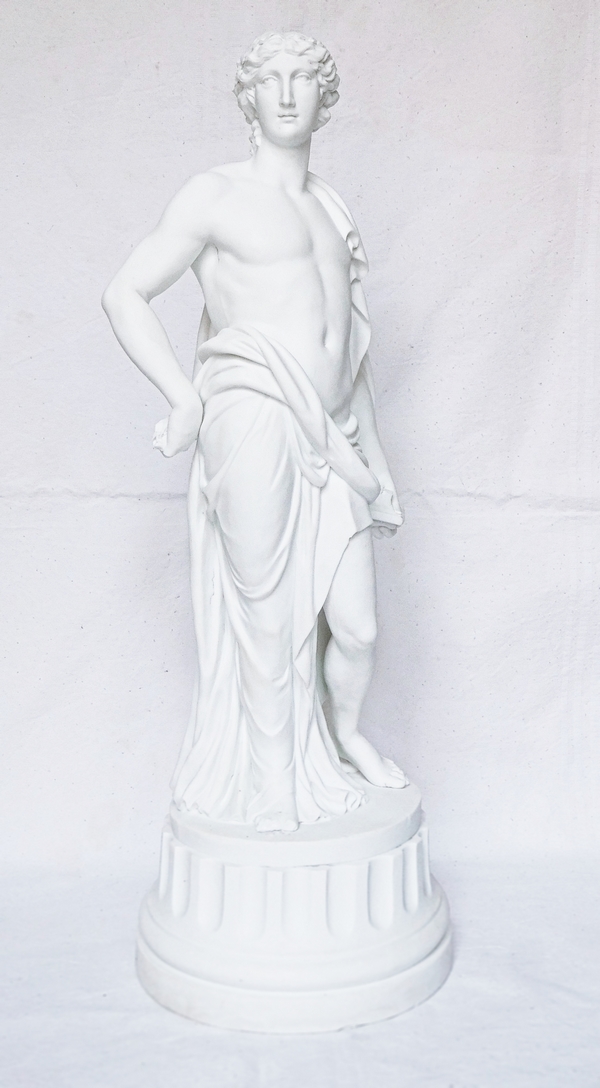 Statue d'Apollon en biscuit de porcelaine, style Louis XVI, époque fin XIXe