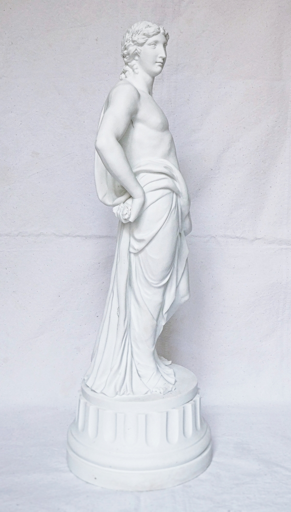 Statue d'Apollon en biscuit de porcelaine, style Louis XVI, époque fin XIXe